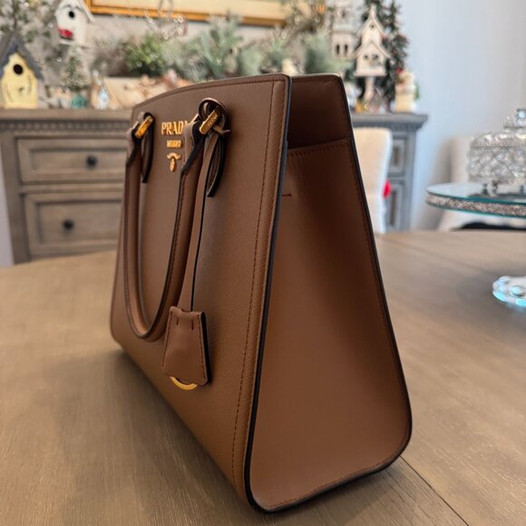 PRADA Saffiano Leather 2way Hand & Shoulder Bag in Brown/Canella  (1BA227) - Picture 3 of 6
